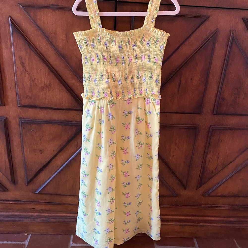 Janie and jack girls yellow floral jumpsuit.